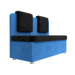 Кухонный прямой диван Маккон 2-х местный черный\голубой