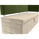 Кухонный прямой диван Стоун с углом Бежевый\Зеленый