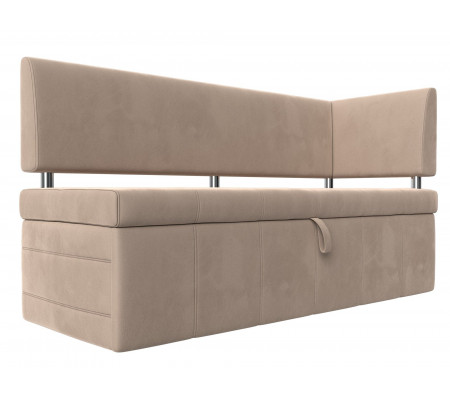 Кухонный прямой диван Стоун с углом правый, Велюр, Модель 107265