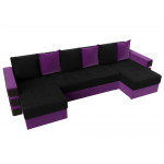П-образный диван Венеция черный\фиолетовый