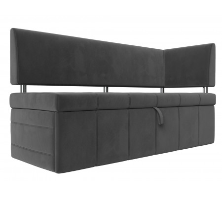 Кухонный прямой диван Стоун с углом правый, Велюр, Модель 107270