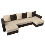 П-образный диван Венеция бежевый\коричневый