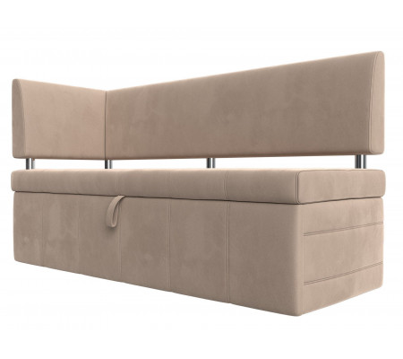 Кухонный прямой диван Стоун с углом левый, Велюр, Модель 107265L
