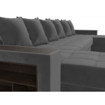 П-образный диван Дубай полки слева, Велюр, Модель 110611