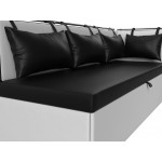 Кухонный диван Метро с углом Черный\Белый