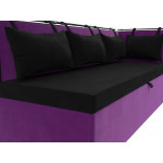 Кухонный диван Метро с углом черный\фиолетовый
