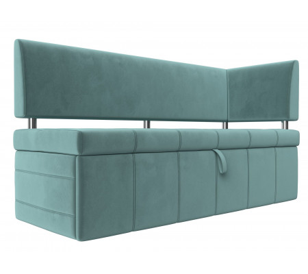 Кухонный прямой диван Стоун с углом правый, Велюр, Модель 107266