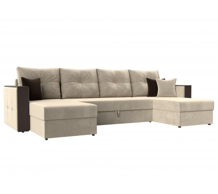 П-образный диван Валенсия, Микровельвет, Модель 31442