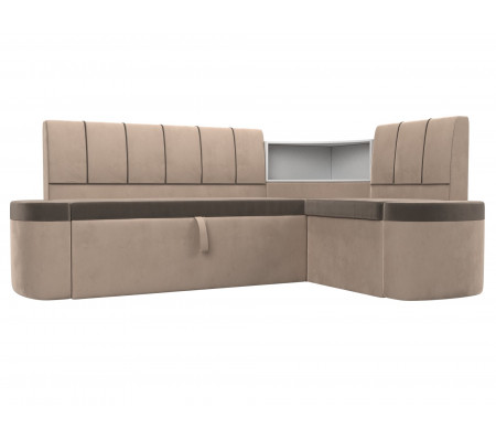 Кухонный угловой диван Тефида правый угол, Велюр, Модель 107512