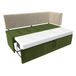 Кухонный прямой диван Стоун с углом Зеленый\Бежевый