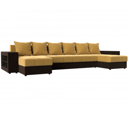 П-образный диван Дубай полки слева, Микровельвет, Модель 110600