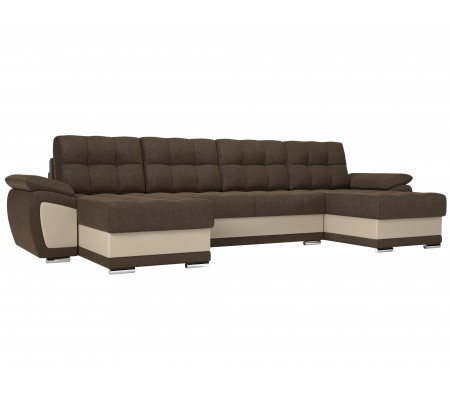 П-образный диван Нэстор, Рогожка, Экокожа, Модель 109961