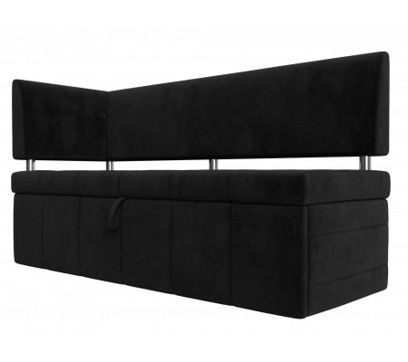 Кухонный прямой диван Стоун с углом левый, Велюр, Модель 107272L