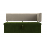 Кухонный прямой диван Стоун с углом Зеленый\Бежевый