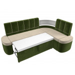 Кухонный угловой диван Тефида бежевый\зеленый
