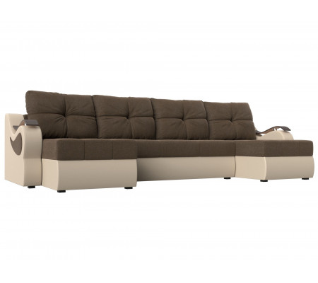 П-образный диван Меркурий, Рогожка, Экокожа, Модель 100337