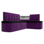 Кухонный угловой диван Тефида черный\фиолетовый