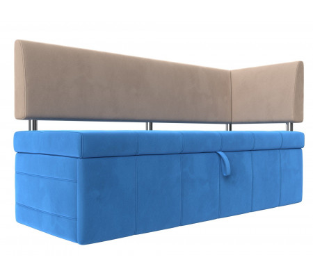 Кухонный прямой диван Стоун с углом правый, Велюр, Модель 115927