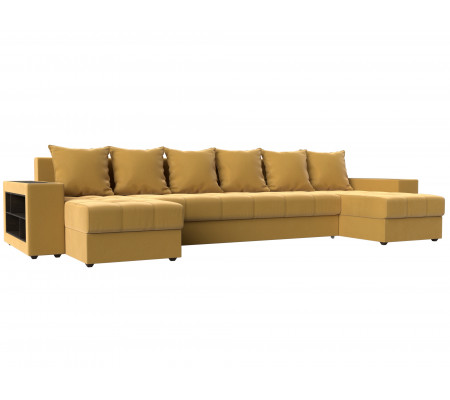 П-образный диван Дубай полки слева, Микровельвет, Модель 110590