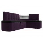 Кухонный угловой диван Тефида черный\фиолетовый