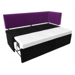 Кухонный прямой диван Стоун с углом Черный\Фиолетовый