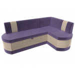 Кухонный угловой диван Токио фиолетовый\бежевый