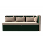 Кухонный диван Метро с углом бежевый\зеленый