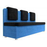 Кухонный прямой диван Маккон 3-х местный черный\голубой