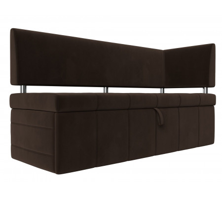 Кухонный прямой диван Стоун с углом правый, Микровельвет, Модель 115940