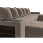 П-образный диван Дубай полки слева, Велюр, Модель 110607