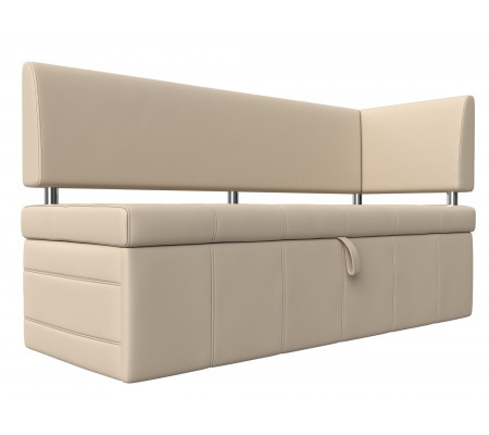 Кухонный прямой диван Стоун с углом правый, Экокожа, Модель 115949