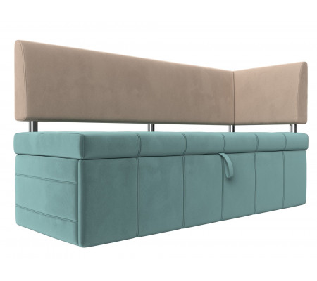 Кухонный прямой диван Стоун с углом правый, Велюр, Модель 115926