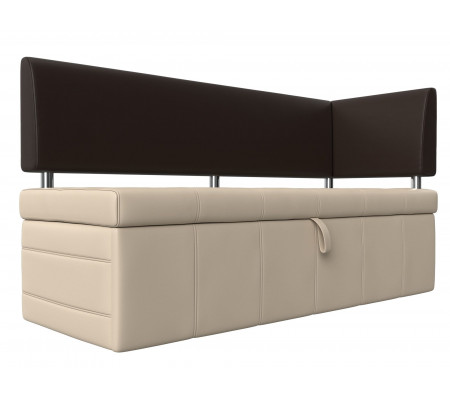 Кухонный прямой диван Стоун с углом правый, Экокожа, Модель 107288