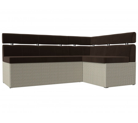 Кухонный угловой диван Классик правый угол, Микровельвет, Рогожка, Модель 117993