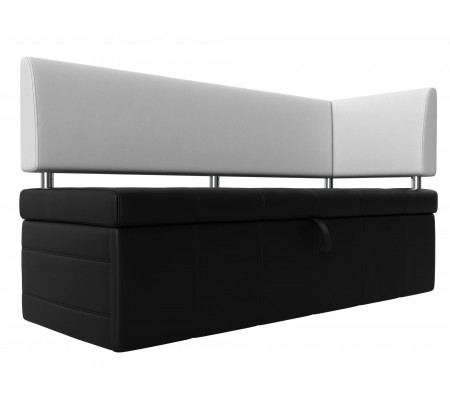 Кухонный прямой диван Стоун с углом правый, Экокожа, Модель 107291