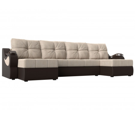 П-образный диван Меркурий, Рогожка, Экокожа, Модель 100336