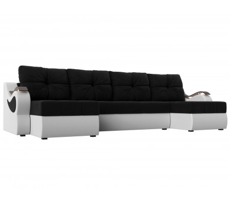 П-образный диван Меркурий, Микровельвет, Экокожа, Модель 100333
