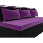Кухонный прямой диван Метро Фиолетовый\Черный