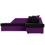 Угловой диван Андора черный\фиолетовый