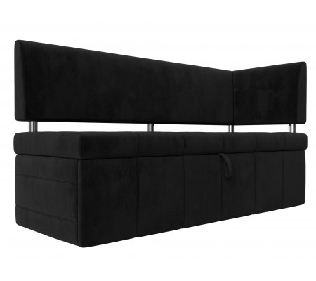 Кухонный прямой диван Стоун с углом правый, Велюр, Модель 107272