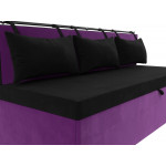 Кухонный прямой диван Метро черный\фиолетовый
