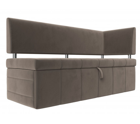Кухонный прямой диван Стоун с углом правый, Велюр, Модель 107269