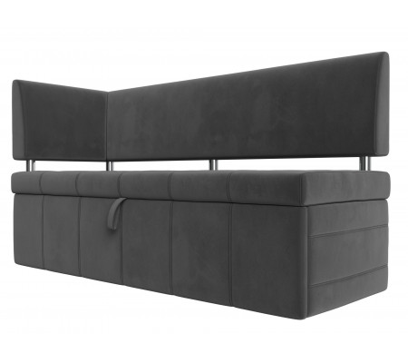 Кухонный прямой диван Стоун с углом левый, Велюр, Модель 107270L