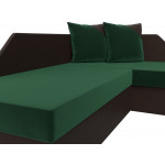 Угловой диван Андора зеленый\коричневый