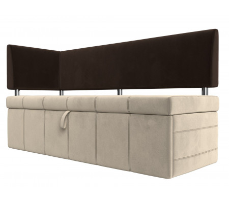 Кухонный прямой диван Стоун с углом левый, Микровельвет, Модель 107274L