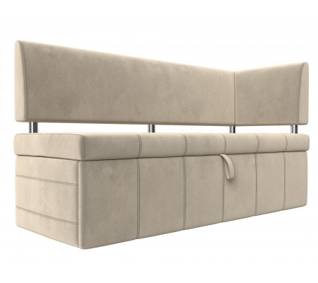 Кухонный прямой диван Стоун с углом правый, Микровельвет, Модель 115933